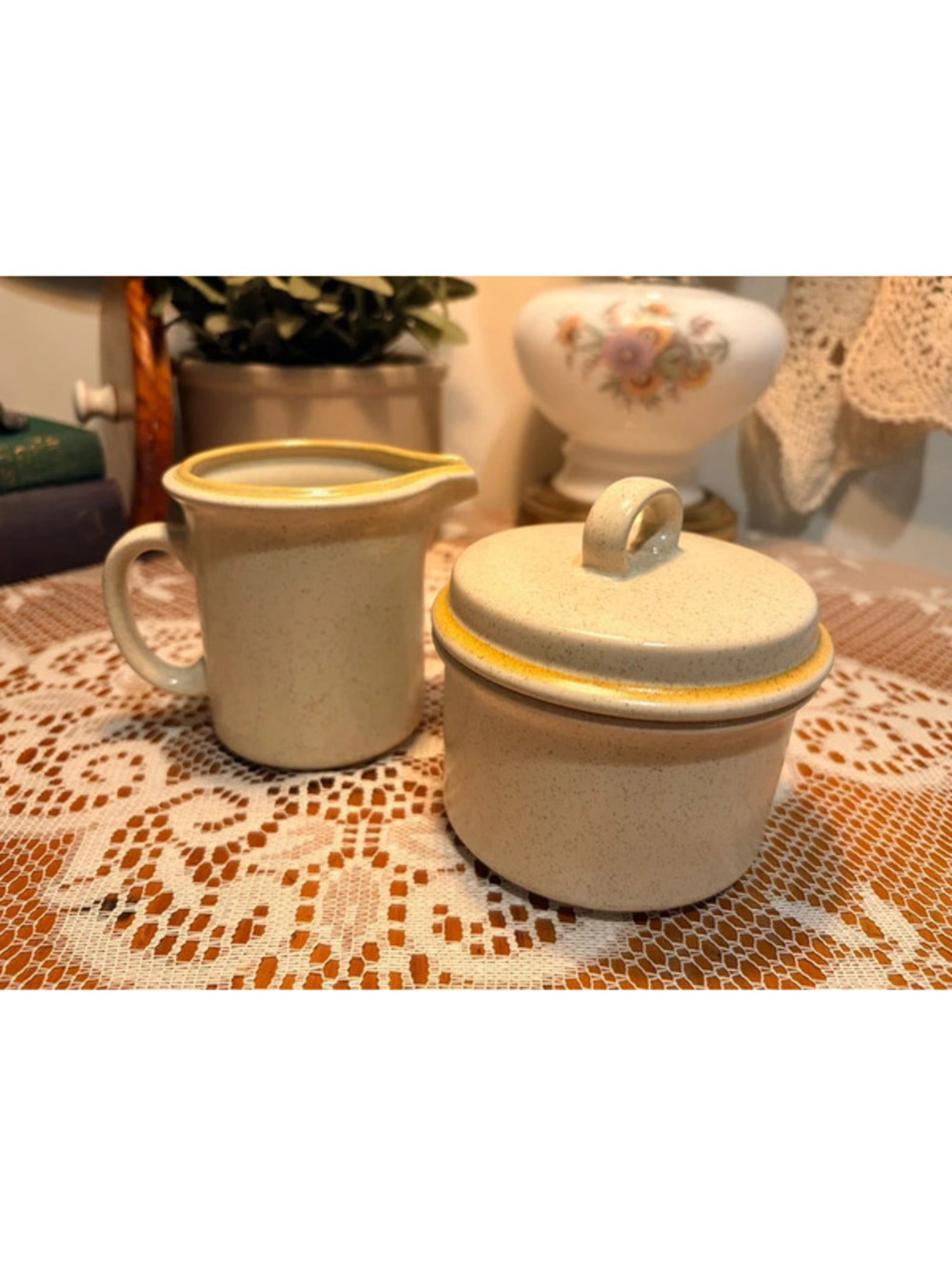 Vintage Otagiri Garden Festival Stoneware Creamer & Sugar Bowl Japan